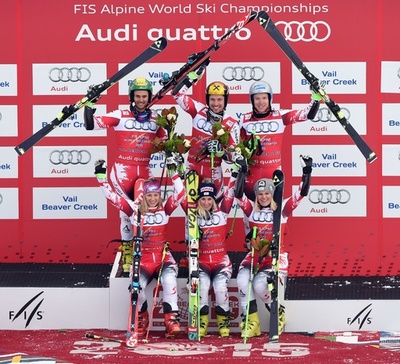 オーストリアが団体戦連覇、アルペンスキー世界選手権