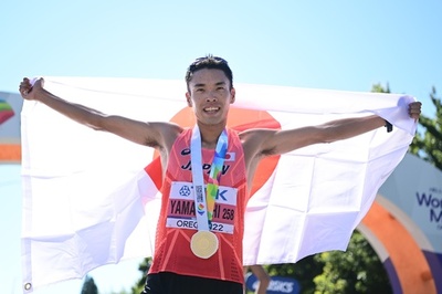 山西が男子20キロ競歩連覇、池田2位で日本勢ワンツー 世界陸上
