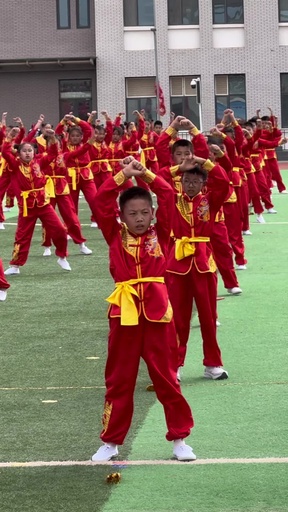 動画:スポーツ大会で小学生520人がカンフーの演武 中国内モンゴル自治区