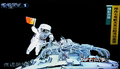 中国中央テレビ（CCTV）が放送した、有人宇宙船「神舟7号（Shenzhou VII）」から中国初の船外活動を実施中に中国国旗を振るタク志剛（タクは「羽」の下におおとり、Zhai Zhigang）飛行士（2008年9月27日撮影）。(c)AFP/CCTV