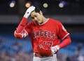 18MLB、トロント・ブルージェイズ対ロサンゼルス・エンゼルス。先発出場したロサンゼルス・エンゼルスの大谷翔平（2018年5月23日撮影）。(c)Tom Szczerbowski/Getty Images/AFP