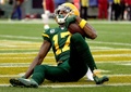 21NFL第7週、グリーンベイ・パッカーズ対ワシントン・フットボールチーム。タッチダウンを喜ぶグリーンベイ・パッカーズのダバンテ・アダムス（2021年10月24日撮影）。(c)Stacy Revere/Getty Images/AFP
