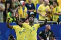 日本、W杯16強ならず 王国ブラジルに逆転負け サッカーW杯北中米大会・決勝トーナメント1回戦、ブラジル対日本。逆転ゴールを喜ぶブラジルのビニシウス・ジュニオール(2026年6月29日撮影)。(c)RONALDO SCHEMIDT / AFP