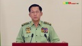 国軍所有のミャワディ・テレビで演説するミン・アウン・フライン総司令官。国軍所有のミャワディ・テレビが放送した映像より（2021年2月8日撮影）。(c)AFP PHOTO / Myawaddy TV via AFPTV