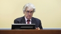 オランダ・ハーグ（Hague）の旧ユーゴスラビア国際戦犯法廷（International Criminal Tribunal for the former Yugoslavia、ICTY）に出廷したラドバン・カラジッチ（Radovan Karadzic）被告（2009年11月3日撮影）。(c)AFP/ANP/Michael Kooren