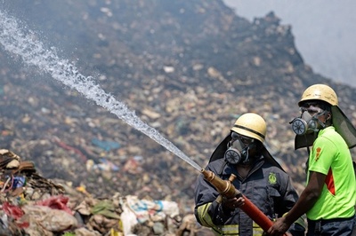 ごみ処分場で火災 インド・チェンナイ