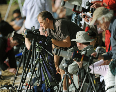 豪北部の皆既日食、多くの人でにぎわうビーチ