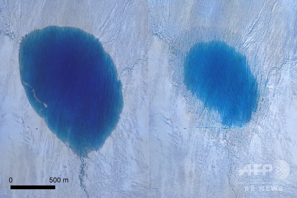 グリーンランド氷床の表面湖、瞬く間に排水 ドローンでリアルタイム観察に成功 グリーンランド氷床の表面湖、瞬く間に排水 ドローンでリアルタイム観察に成功