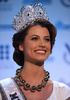 2009年の優勝者、ベネズエラ代表のステファニア・フェルナンデス（Stefania Fernandez）さん。同国の首都カラカスで開いた記者会見で（2009年9月19日撮影）。(c)AFP/Juan BARRETO