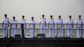海上自衛隊の練習艦「かしま（JS Kashima）」、「しまゆき（JS Shimayuki）」、護衛艦「まつゆき（JS Matsuyuki）」の3隻が29日、フィリピンのマニラ（Manila）に親善訪問のため寄港した。親善訪問は29日から6月1日までの予定。

写真はマニラに到着した「かしま」の甲板に並ぶ海上自衛隊隊員（2012年5月29日撮影）。(c)AFP/NOEL CELIS