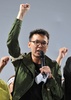 台湾・台北（Taipei）の総統府前で行われたデモで演説する学生リーダーの林飛帆（Lin Fei-fan）氏（2014年3月30日撮影）。(c)AFP/Mandy CHENG