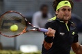 テニス、マドリード・オープン、男子シングルス準々決勝。リターンを打つダビド・フェレール（2015年5月8日撮影）。(c)AFP/JAVIER SORIANO