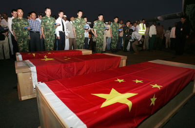 スーダンの中国人拉致事件、遺体3体と負傷者3人がハルツームに到着