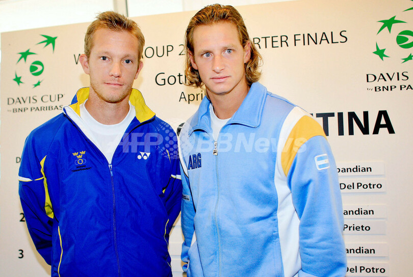 ＜男子テニス 07デビスカップ＞ベルギーとスウェーデン 準々決勝を控え記者会見に臨む スウェーデン 写真6枚 国際ニュース：AFPBB News