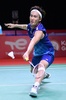 バドミントン、インドネシア・オープン、男子シングルス2回戦。リターンを狙う桃田賢斗（2021年11月25日撮影）。(c)AFP PHOTO / Badminton Association of Indonesia