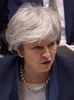 英議会で行われた、英国の欧州連合（EU）離脱案の審議に参加したテリーザ・メイ首相（2019年1月15日撮影）。(c)AFP PHOTO / PRU