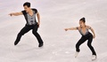 平昌冬季五輪、フィギュアスケート・ペアのショートプログラム（SP）に臨む北朝鮮の廉太鈺/金柱希組（2018年2月14日撮影）。(c)AFP/Mladen ANTONOV
