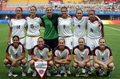 試合前の写真撮影に臨む米国の選手。（2008年8月9日撮影）(c)AFP