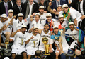 2014年のNBAファイナルを制したサンアントニオ・スパーズ（2015年6月15日撮影）。(c)AFP PHOTO / Robyn Beck