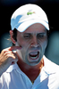 ポイントを失い落胆するファブリス・サントロ。(c)AFP/Torsten BLACKWOOD