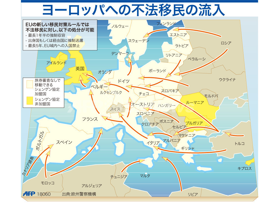 図解 ヨーロッパにおける不法移民の流入 写真1枚 国際ニュース Afpbb News