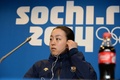 ソチ冬季五輪、フィギュアスケートの会場アイスバーグ・スケーティング・パレス（Iceberg Skating Palace）で記者会見に臨む浅田真央（Mao Asada、2014年2月17日撮影）。(c)AFP/JUNG YEON-JE