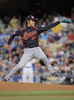 第2回ワールド・ベースボール・クラシック（%%2009 World Baseball Classic%%）決勝、韓国戦に先発し、7回2／3を4安打2失点に抑えた日本の岩隈久志（%%Hisashi Iwakuma%%）。（2009年3月23日撮影）(c)AFP/Getty Images/Kevork Djansezian