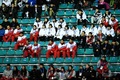 平昌冬季五輪、アイスホッケー女子予選ラウンド、スウェーデン対南北合同チーム。試合を見守る北朝鮮関係者ら（2018年2月12日撮影）。(c)AFP PHOTO/Brendan Smialowski