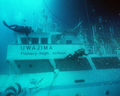 愛媛県立宇和島水産高校の実習船「えひめ丸（Ehime Maru）」が、ハワイ沖で米海軍の原子力潜水艦に衝突されて沈没し9人が亡くなった事故から10年を迎え、ホノルル（Honolulu）市のカカアコ・ウオーターフロント公園（Kakaako Waterfront Park）にある「えひめ丸慰霊碑（Ehime Maru Memorial）」の前で9日、追悼式典が営まれた。

「えひめ丸事件」は2001年2月9日（日本時間10日）、ハワイ・オアフ（Oahu）島の9カイリ（約17キロ）沖を航行していたえひめ丸が、米原子力潜水艦グリーンビル（USS Greeneville）に衝突された事件。えひめ丸は衝突後数分で沈没し、実習生4人を含む乗員9人が亡くなった。

写真は、ハワイ・ホノルル沖で、米原子力潜水艦グリーンビルに衝突され沈没した愛媛県立宇和島水産高校の実習船「えひめ丸」の引き上げ作業にあたる米海軍のダイバー（2001年11月5日撮影、同年11月14日提供）。(c)AFP/US NAVY/Andrew McKaskle