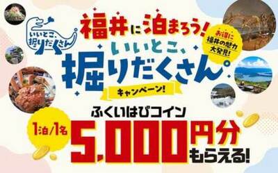 福井県が宿泊キャンペーンを開催！1人1泊あたり5000円分のデジタル地域通貨進呈！
