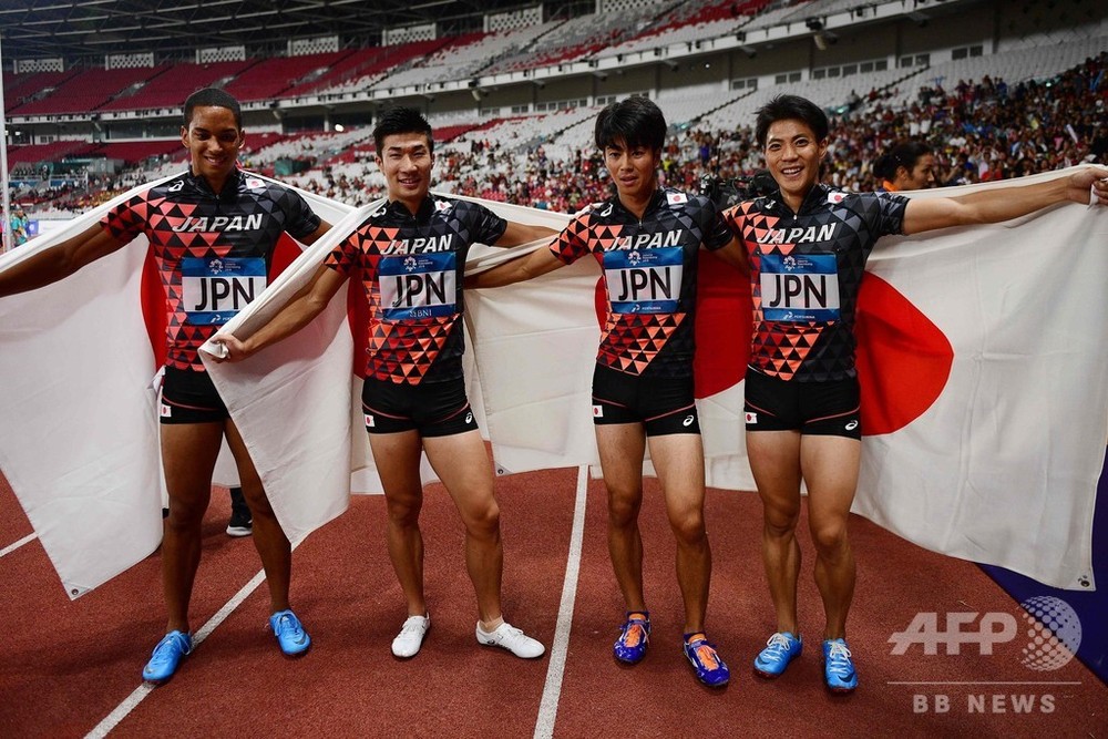 目指すは 東京で金 日本が男子4 100mrで圧勝 アジア大会 写真8枚 国際ニュース Afpbb News