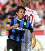 バイヤー・レバークーゼン（Bayer Leverkusen）戦で得点を挙げて喜ぶVfLボルフスブルク（VfL Wolfsburg）の長谷部誠（Makoto Hasebe、2008年4月27日撮影）。(c)AFP/DDP/JUERGEN SCHWARZ