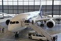 全日本空輸（All Nippon Airways、ANA）に25日引き渡された米航空機大手ボーイング（Boeing）の新世代旅客機「ボーイング787ドリームライナー（Boeing 787 Dreamliner）」1号機が28日、東京・羽田空港に到着した。

前日、明け方の曇り空のもと、予定より45分遅れで米ワシントン（Washington）州エバレット（Everett）のペインフィールド（Paine Field）空港を離陸した787は28日午前9時過ぎ、羽田空港に到着。多くの報道陣、航空ファンらに迎えられた。

1機平均2億200万ドル（約155億円）、乗客定員は330席。当初の予定では2008年初めに最初の機体が全日空に納入される予定だった。ボーイングにとってドリームライナーは、軽量化を図った中型旅客機の成功を賭けた存在でもある。

全日空は来月26日、成田発香港行きの便で、787を世界で初めて導入する。その後、羽田－北京（Beijing）や羽田－フランクフルト（Frankfurt）線でも運航していく。

写真は東京・羽田空港に到着後、報道陣に公開された全日本空輸のボーイング787ドリームライナー1号機（2011年9月28日撮影）。(c)AFP/KAZUHIRO NOGI