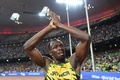 第15回世界陸上北京大会、男子4×100メートルリレー決勝。優勝を喜ぶジャマイカのウサイン・ボルト（2015年8月29日撮影）。(c)AFP/FRANCK FIFE