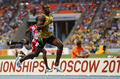第14回世界陸上モスクワ大会（14th IAAF World Championships in Athletics Moscow）は10日、男子100メートル予選が行われ、ジャマイカのウサイン・ボルト（Usain Bolt）は予選第7組の1位となる10秒07で準決勝進出を果たした。

予選に臨むウサイン・ボルト（2013年8月10日撮影）。(c)AFP/ALEXANDER NEMENOV