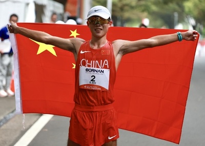 アジア大会男子ハーフマラソン競歩で中国・石升吉が優勝