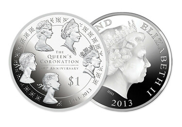エリザベス女王6つの横顔、戴冠60年記念銀貨 NZ 写真1枚 国際ニュース