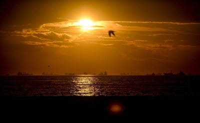 ボスポラス海峡の日没、トルコ
