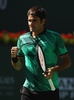 テニス、BNPパリバ・オープン、男子シングルス決勝。第1セットを奪って喜ぶロジャー・フェデラー（2017年3月19日撮影）。(c)AFP/Clive Brunskill