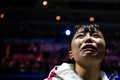第51回世界体操競技選手権、女子種目別平均台決勝。優勝が決まり涙を流す渡部葉月（2022年11月6日撮影）。(c)Ben Stansall / AFP