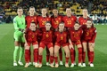 サッカー女子W杯オーストラリア・ニュージーランド大会、グループC、日本対スペイン。試合前の写真撮影に臨むスペインの選手（2023年7月31日撮影）。(c)Marty MELVILLE / AFP