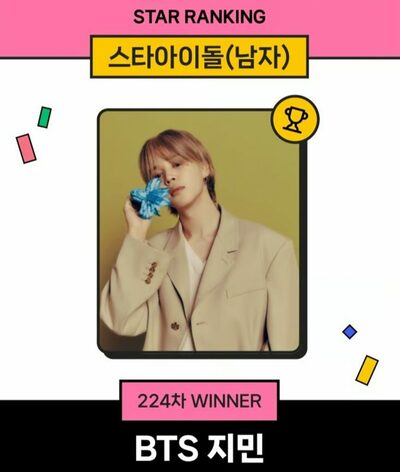 BTSジミン、スターランキング男アイドル部門で224週連続1位