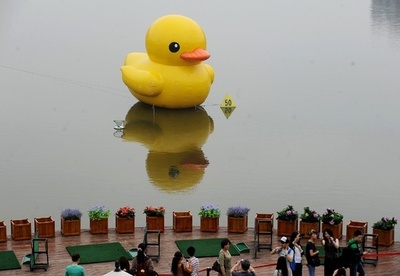 中国共産党機関紙、「偽の巨大アヒル」出現を批判