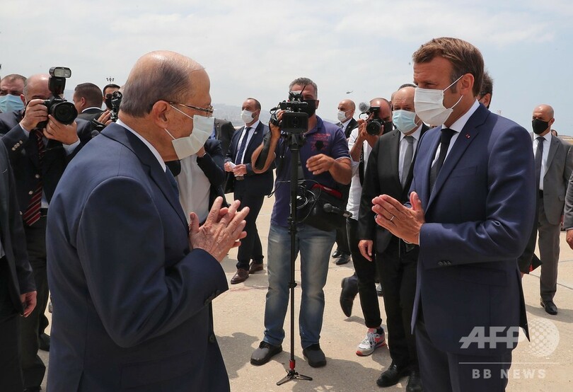 仏大統領、爆発被害のベイルート視察 支援表明し改革要請