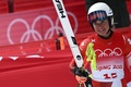 北京冬季五輪、アルペンスキー女子滑降を終えたスイスのコリーヌ・スッター（2022年2月15日撮影）。(c)Jeff PACHOUD / AFP