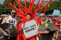 台北で行われた性的少数者（LGBT）のパレードの参加者（2018年10月27日撮影）。(c)Daniel Shih / AFP