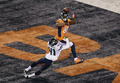 13NFL第48回スーパーボウル（Super Bowl XLVIII）、デンバー・ブロンコス（Denver Broncos）対シアトル・シーホークス（Seattle Seahawks）。タッチダウンパスをレシーブするデンバー・ブロンコスのデマリウス・トーマス（Demaryius Thomas、2014年2月2日撮影）。(c)AFP/Getty Images/Win McNamee