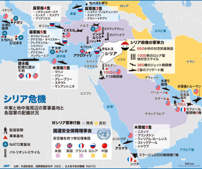 【図解】シリア周辺の各国軍の配備状況