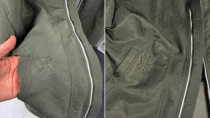 ポケット部分が破れたジャンパーが刺しゅう修理によって自然に復元され、オンラインで話題になっている＝エフエムコリア(c)NEWSIS