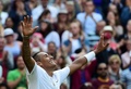 テニス、ウィンブルドン選手権（The Championships Wimbledon 2014）男子シングルス4回戦。勝利に歓喜するニック・キリオス（Nick Kyrgios、2014年7月1日撮影）。(c)AFP/CARL COURT